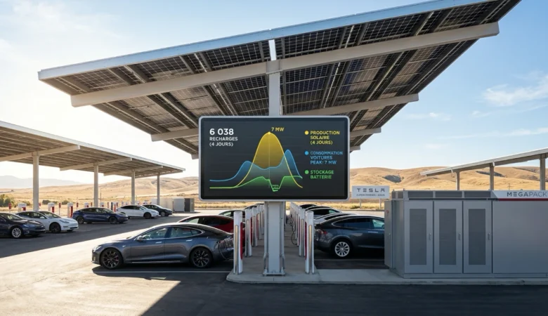 Supercharger Tesla Panneaux Solaires MegaPack